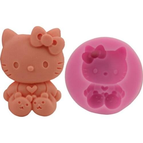 Cute Kitten Silicone Mold For Fondant Chocolate Epoxy Sugarcraft Mould Pastry Cupcake Decorating Kitchen Accessories
