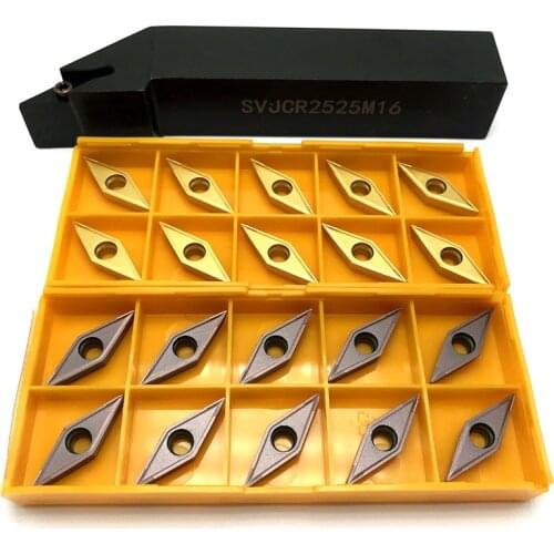 SVJCR1616H16 SVJCR2020K16 SVJCR2525M16 External Turning Tool Holder +Carbide inserts VCMT160404 VCMT160408 Cutting Tools Set