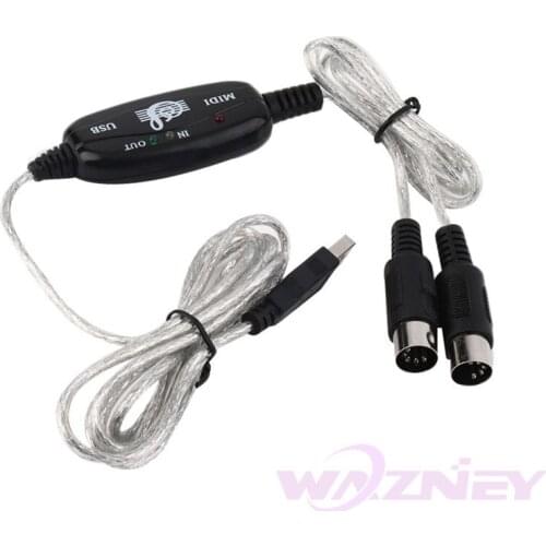 100set/lot New 2M USB IN-OUT MIDI Interface Cable Converter PC to Music Keyboard Cord Adapter free shipping Wholesale