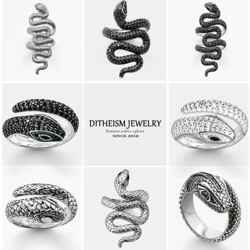 Black CZ Snake Wedding Bands Rings, 2018 New 925 Sterling Silver Fashion Jewelry Trendy Party Gift For Women Girls