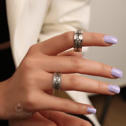 925 Sterling Real Silver Double Wedding Bands Rings Heart Rhythm Woman For Men Luxury Jewelry Fashion Engagement Anniversary