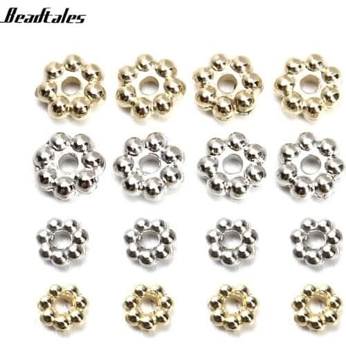 Beadtales 500pcs/lot Gold Silver Color CCB Plastic Daisy Flower Spacer Beads For DIY Jewelry Findings Making Materials