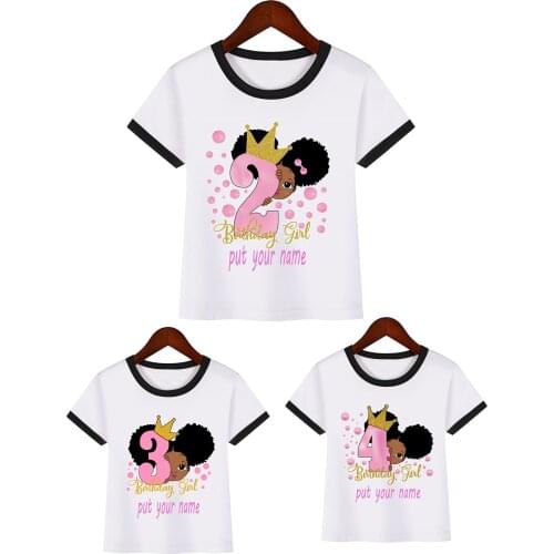 Birthday gift girl t-shirt Numbers little melanin black princess print childrens T Shirts Kids Top Girls clothes Custom tshirt