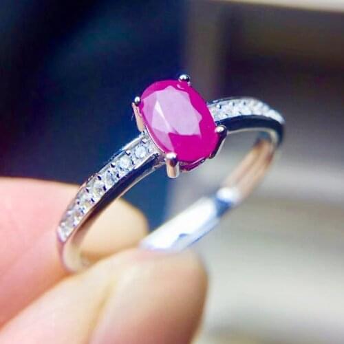 Natural real ruby simple ring Per jewelry Free shipping 0.6ct gemstone 925 sterling silver Fine jewelry T2061815