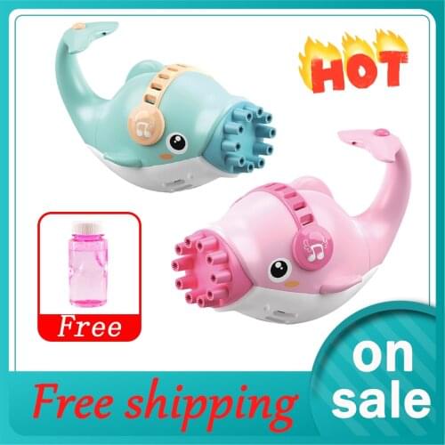 On Sale Kids Gatling Bubble Gun Toys Summer Soap Water Dolphin Bubble Machine Bath Toy Send Bubble Water Support Wholesale
