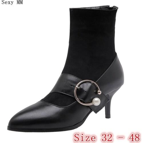 Spring Autumn High Heels Women Ankle Boots High Heels Shoes Woman Short Boots Small Plus Size 32 33 - 40 41 42 43 44 45 46 47 48