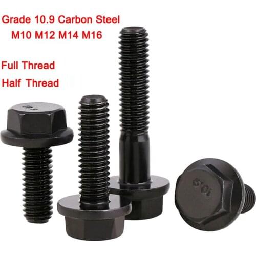 Grade 10.9 Carbon Steel Hexagonal Belt Pad Full Thread/Half Thread Hexagonal Flange Bolts Flange Screws M10 M12 M14 M16