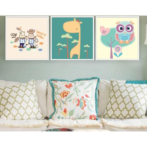 Nordic Christmas Cartoon Animal Bird Canvas Painting Wall Art Print Canvas Poster Wall Pictures Kids Room Home Décor