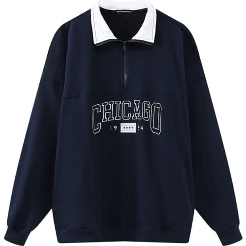 Oversize Girls Soft Cotton Sweatshirts 2021 Fashion Ladies Fleece Pullovers High Street Women Embroidered contrast Outerwear