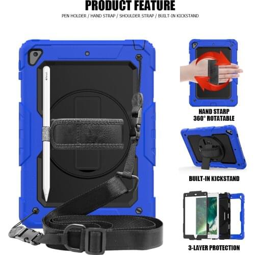 Shockproof Case for Apple iPad 9.7 2018 2017 5th 6th Generation Cover Funda Hand Shoulder Strap Pencil Holder for iPad 9.7 Case