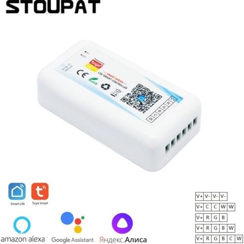 Tuya Wifi Smart Life APP Controller Voice Control for DC5V-24V Single Color CCT RGB RGBW RGBW RGBWW TV PC LED Strip Light Dimmer