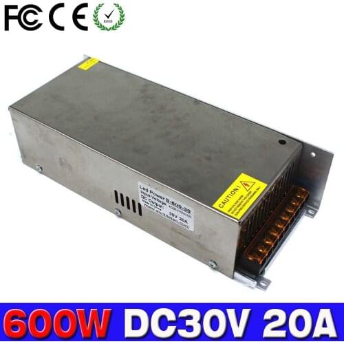 Universal DC 30V Power Supply 600W 20A Led Driver Transformer 110 220V AC DC30V SMPS for Industry Mechanical Equipment