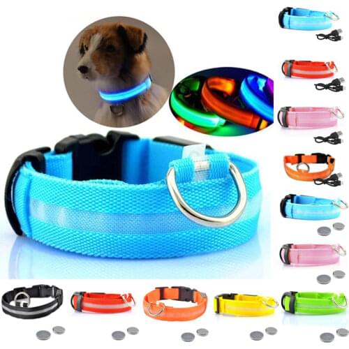 USB Rechargeable Pet Dog LED Glowing Collar Pet Luminous Flashing Necklace Outdoor Walking Dog Night Safety Supplies