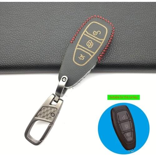High Quality 100% Leather Cover for Ford Fiesta Focus Mondeo Ecosport Kuga Focus ST Car Key Smart Remote Key Case Fob