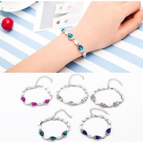 Blue Color Full Crystal Charm Bracelets For Women Jewelry Europe Link Chain Hand Wristband Female Bangles Jewelry Accessories