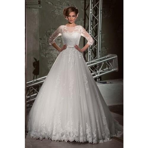 Robe De Mariage Three Quarter Sleeves Lace Casamento Vintage Bridal Gown Vestido De Novia 2018 mother of the bride dresses