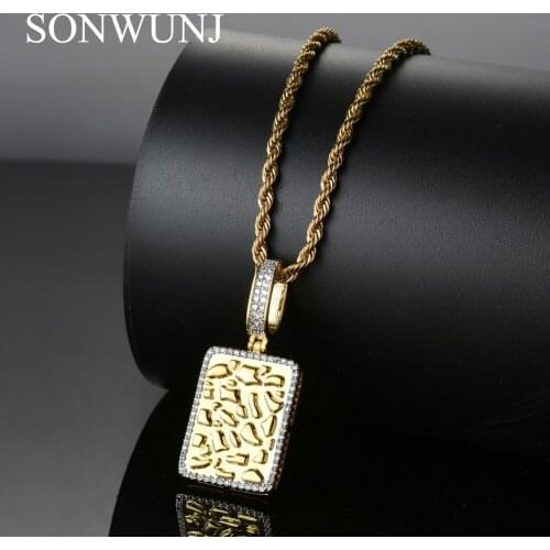 Bling bling Hip Hop Gold bullion Pendant Copper Micro pave with CZ stones Necklace Jewelry for men and women CN018