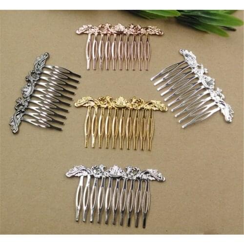 1pc Antique Bronze Teeth Comb Hair Jewelry Charm Women Flower Hairpin Hairclips Barrettes Retro Hair Wear Accessories DIY