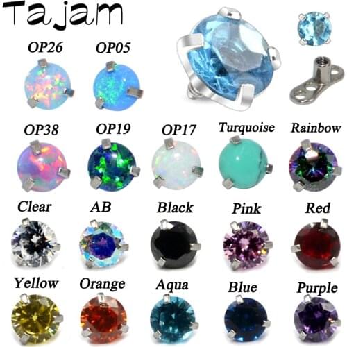 1PC Dermal Anchor Claw Zircon Opal Head Skin Diver Hide In Skin Piercing Tattoo Unisex Fashion Piercing Body Jewelry Common Size