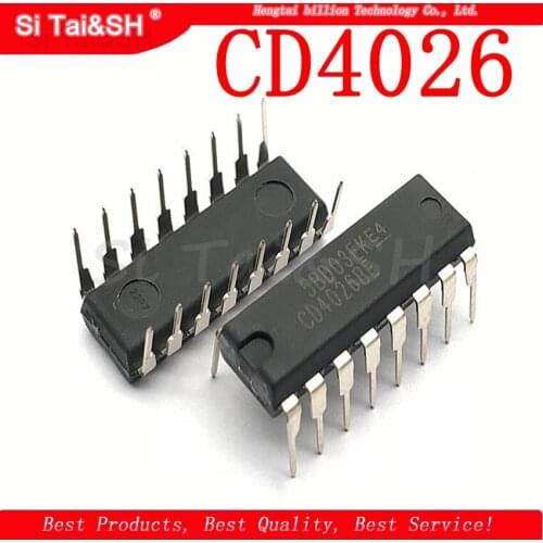 10pcs/lot CD4026 CD4026BE 4026 IC CMOS Counters Decade/Divider DIP-16