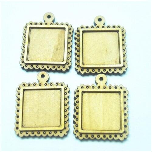 10pcs nature wooden beads cabochons size 20x20mm square shapes wooden cabs nature colors diy accessories fittings