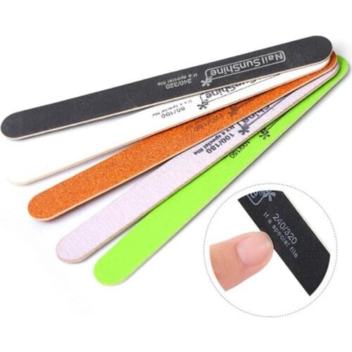 10Pcs Nail File Wooden Nail Art Sanding Buffer 80/100/120/150/180/240/320 Sandpaper UV Gel Polisher Manicure Pedicure Nails Tool