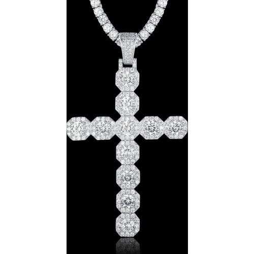 100% Micro Zircon Hip Hop Amazing Big Cross Pendant Necklace For Men Jewelry Iced Out Necklaces CZ Rapper Jewelry Gift