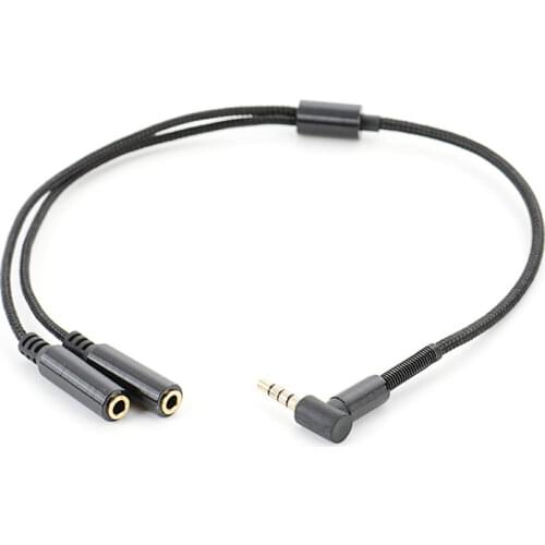 3.5mm Audio Stereo Y Splitter Cable 90 Degree Right Angle 3.5mm Male To 2 Female Jack Headphone Splitter Adapter SinLoon for Tab