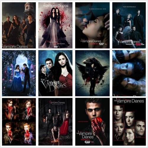 5D Diamond Painting Vampire Diaries Diamond Embroidery Poster Full Diamond Cross Stitch Kits Mosaic Home Wall Decor Art Gift