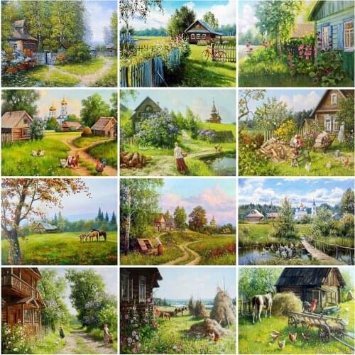 5D DIY Diamond Embroidery House Mosaic Art Diamond Painting Farm Landscape Cross Stitch Spring New Year Decoration