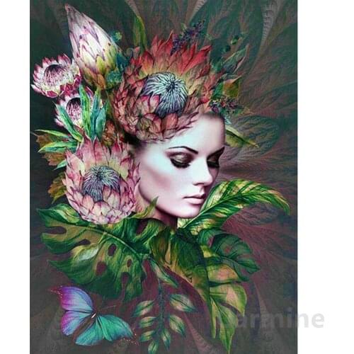 DIY 5D Diamond Painting Woman Portrait Rhinestone Flower Cross Stitch Kit Embroidery Art Full Round&square Drill Home Decoration