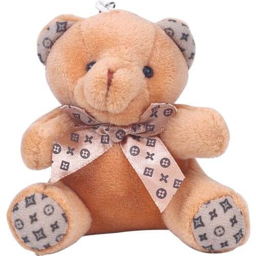 Cute Girls Plush Pompom Teddy Keychain Women Pompon Bowknot Bear Key Chain Female Bag Car Trinket Toy Jewelry Wedding Party Gift