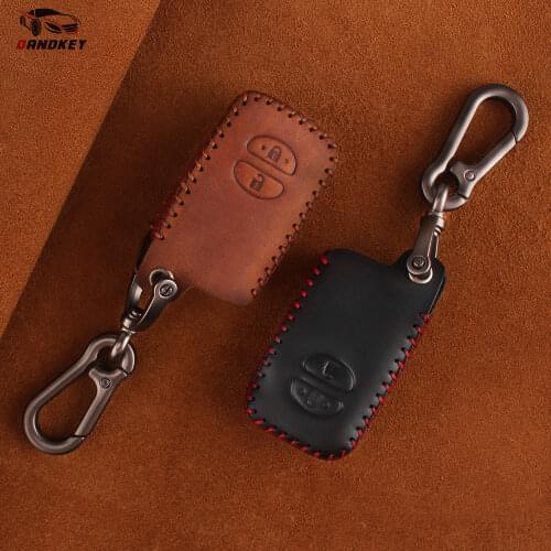 Dandkey Leather Key Case For Toyota Avalon Camry Corolla Rav4 Auris Yaris Prius Fob Protector Key Case Fob 2 Buttons