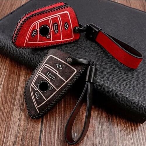 Genuine Leather Car Key Case For BMW 1 2 3 4 5 6 7 series F30 F10 F20 X3 X4 Car Key Cover Key shell bag Wallet Car Styling