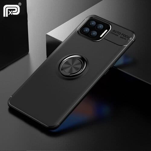 For OPPO Reno 4 lite Case Soft TPU Silicone Metal Finger Ring Matte Back Cover For OPPO Reno 4Z 4F Case Shockproof