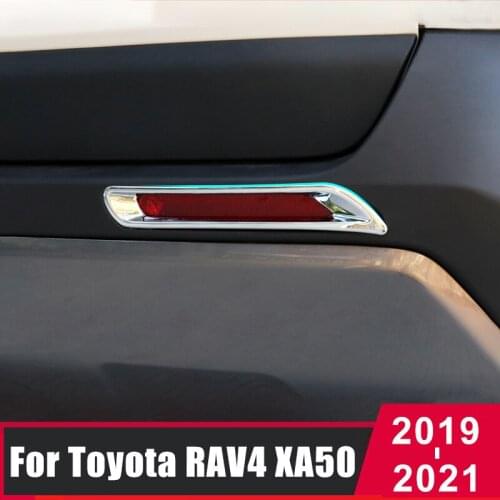 For Toyota RAV4 RAV 4 2019 2020 2021 XA50 ABS Car Rear Fog Light Cover Trim Tail Foglight Lamp Frame Sticker Accessories