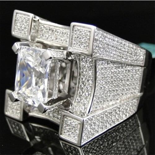 FDLK 2020 New Men Women Fashion Jewelry Princess Cut 2CT White Crystal Cz Engagement Wedding Band Ring Size 5 6 7 8 9 10 11 12