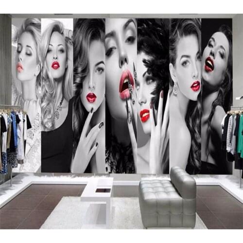 Creative personality clothing beauty salon background wall professional production mural wholesale wallpaper custom photo wall