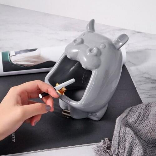 Creative Ceramic Ashtray Cute Animal Personality Trend Ashtray Anti-fly Ash Home Living Room Storage Decoration Ornaments