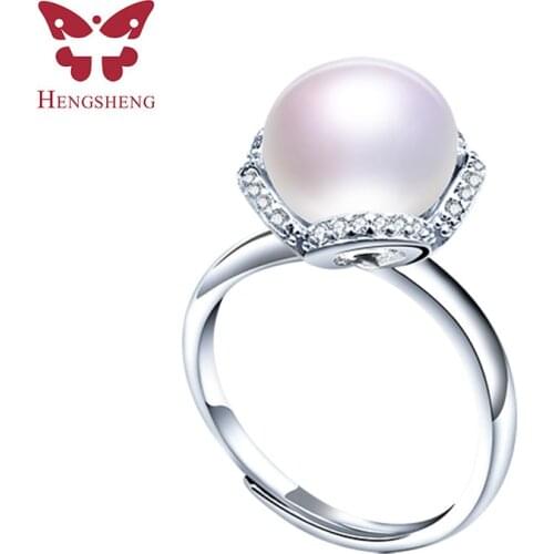 Hot sale 925 Sterling Silver Rings for Women Wedding Rings, big 10-11mm AAAA high luster natural freshwater pearl ring for women