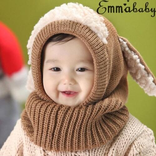 Hot Cute Newborn Kids Baby Boy Girl Fur Pom Hat Winter Warm Knit Bobble Beanie Cap Scarf new
