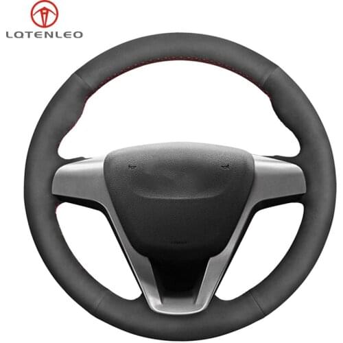 LQTENLEO Black Suede Hand Sewing Car Steering Wheel Cover For Lada Vesta 2015 2016 2017 2018 2019 Xray 2015 2016 2017 2018 2019
