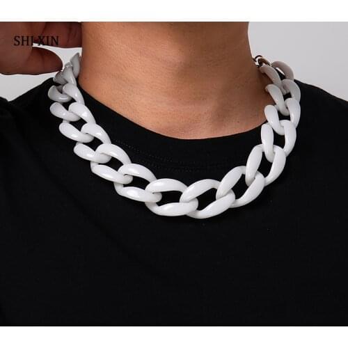 SHIXIN Acrylic Gothic Short Chunky Choker Necklace Collar for Women/Men Hip Hop Thick Link Chains Necklaces on Neck Jewelry 2021