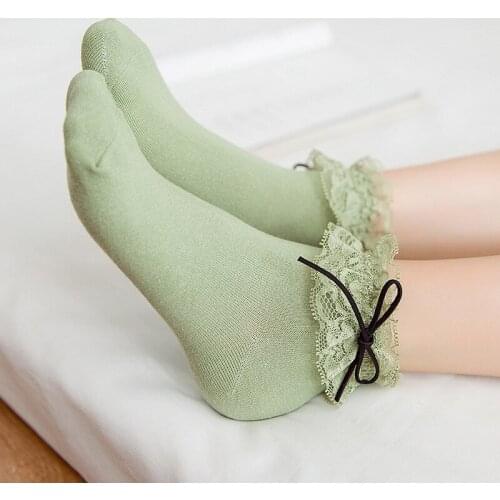 Sweet Cute Lovely Retro Socks Vintage Harajuku Women Girls Ruffle Cotton Bowknot Lace Soft Princess Ankle Socks Meias Short Sox