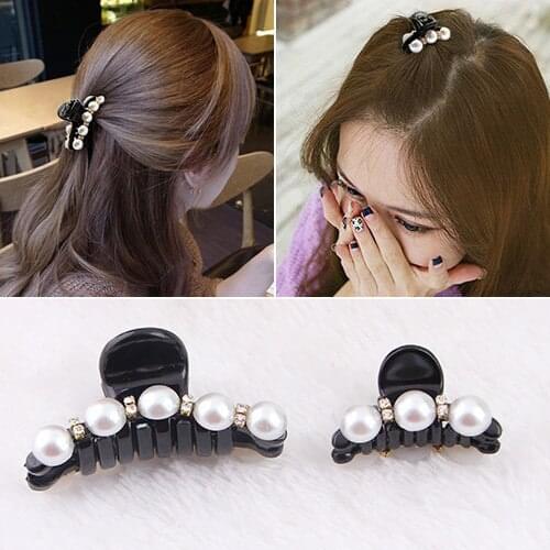 Fashion Crab Hair Claws Imitation Pearl Lady Headwear Accessories for Women Hairpins Plastic Elastic Barrette