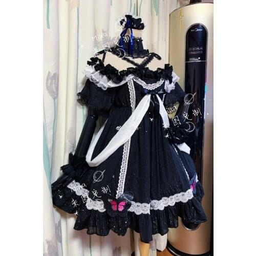 [Customized] Vtuber Hololive Fantasy Uruha Rushia Lolita Dress Cosplay Costume Halloween Party Uniform For Women Girls New 2021