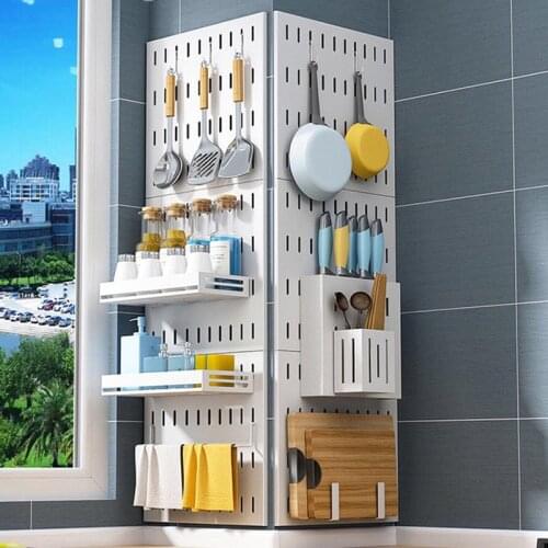 Kitchen Storage Wall Mount Pegboard Holder Plastic Organizer Waterproof Hole Board Wall Decor Shelf Display Stand Organizer