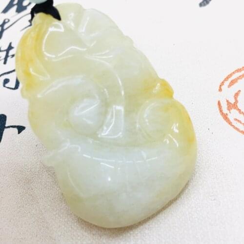 Pure natural topaz hand-carved light yellow two-tone retro wishful pendant with hand-knitted simple necklace sweater chain