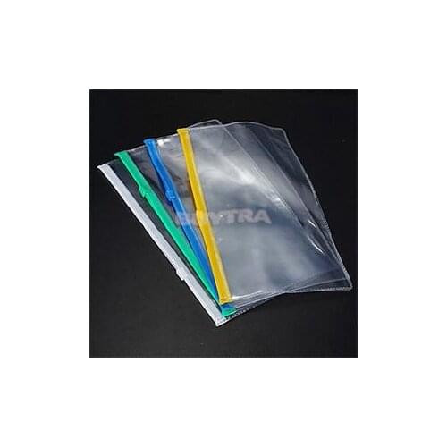New 1Pc A6 Transparent Plastic Colorful Zipper Paper File Folder Book Pencil Pen Case Bag File Document Bags