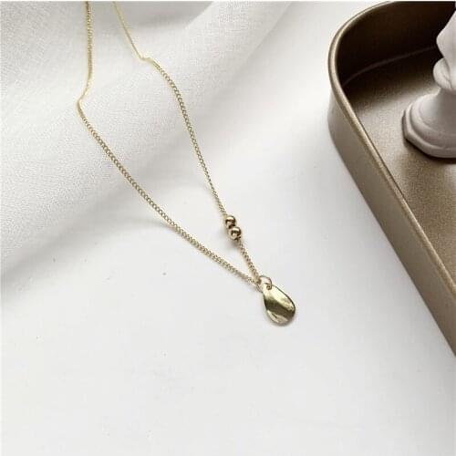 Simple Solid Color Metal Bead Shell Shaped Pendent Necklace Korean Fashion Necklace for Women Men Girls Neck Collar Jewelry Gift